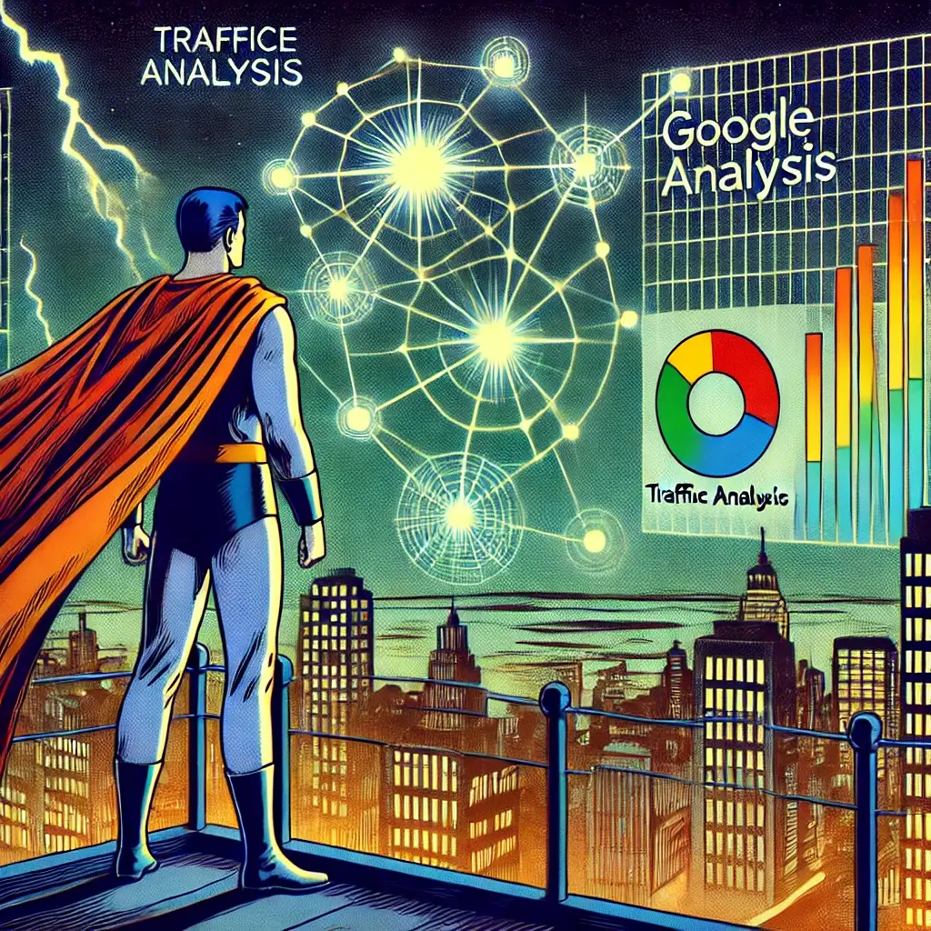 Vintage comic style hero analyzing web-shaped map