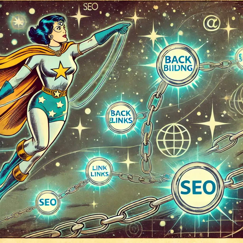 Vintage comic style female superhero shooting backlink ropes